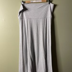 LuLaRoe grey abs white striped maxi skirt